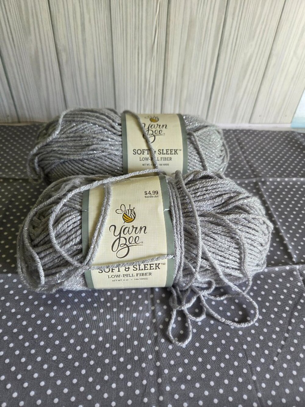 Yarn Bee Soft & Sleek Silver Sparkle Yarn – 2 Skeins NWT, 186 Yards Each